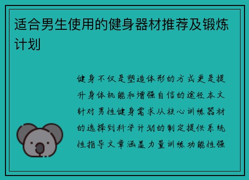 适合男生使用的健身器材推荐及锻炼计划